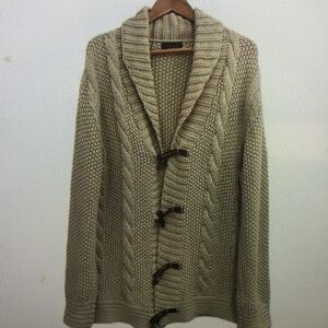 Men's Beige Cardigan Sweater